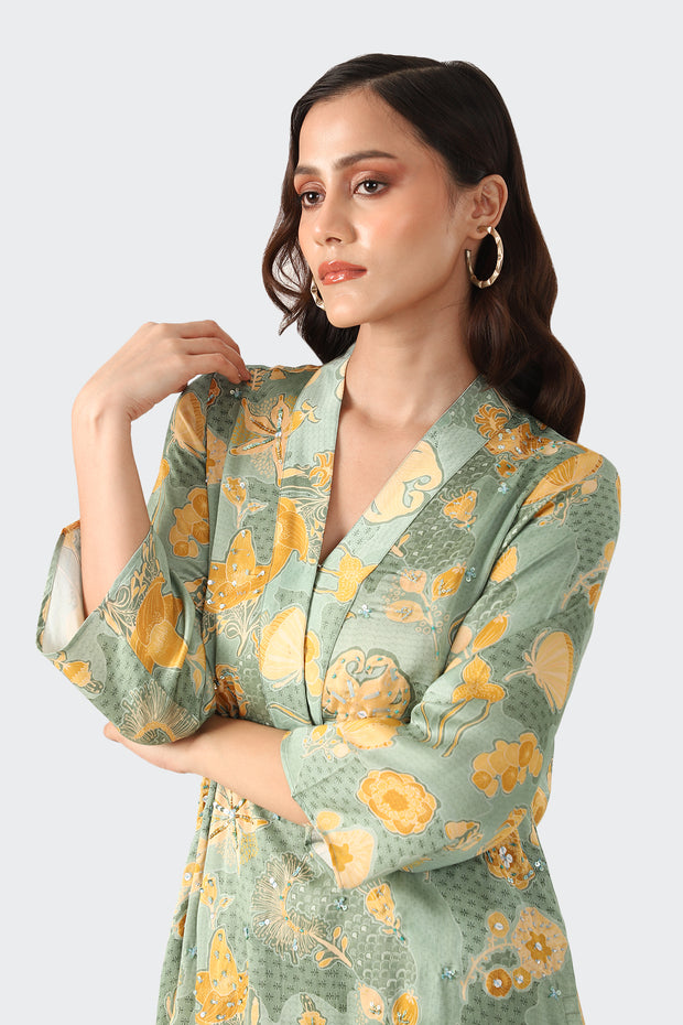 PISTA GREEN FLORAL EMBROIDERED SET