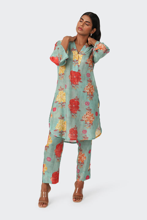 TURQ MARIGOLD EMBROIDERED SET