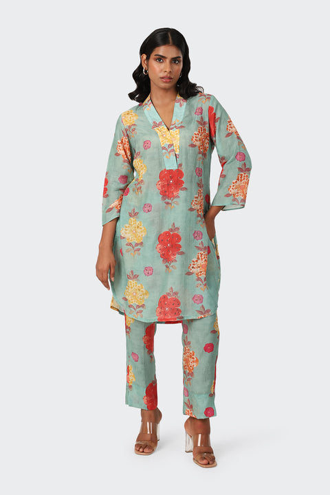 TURQ MARIGOLD EMBROIDERED SET