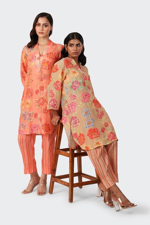 POPPY PEACH KURTA SET