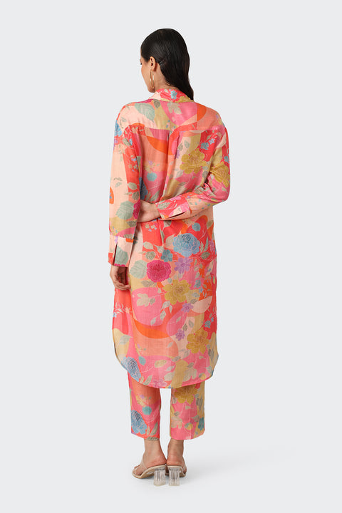 Retro Abstract Red Knot Kurta Set