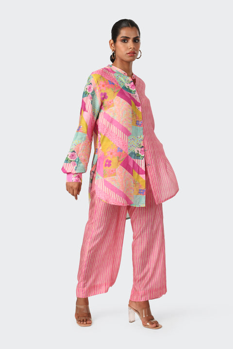 FLOW ABSTRACT TUNIC SET PINK