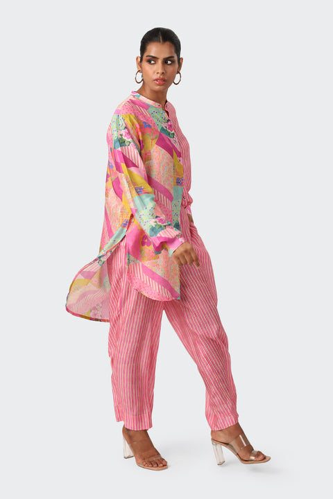 FLOW ABSTRACT TUNIC SET PINK