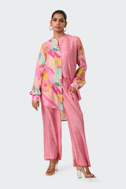 FLOW ABSTRACT TUNIC SET PINK